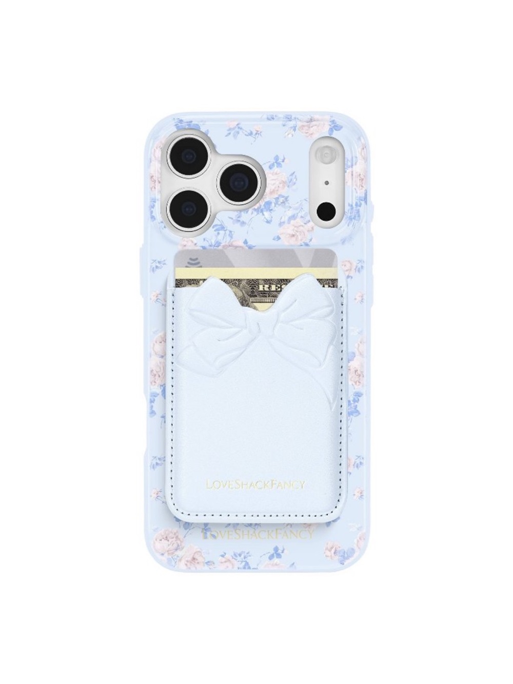 Adhesive wallet in Light Blue with Bow